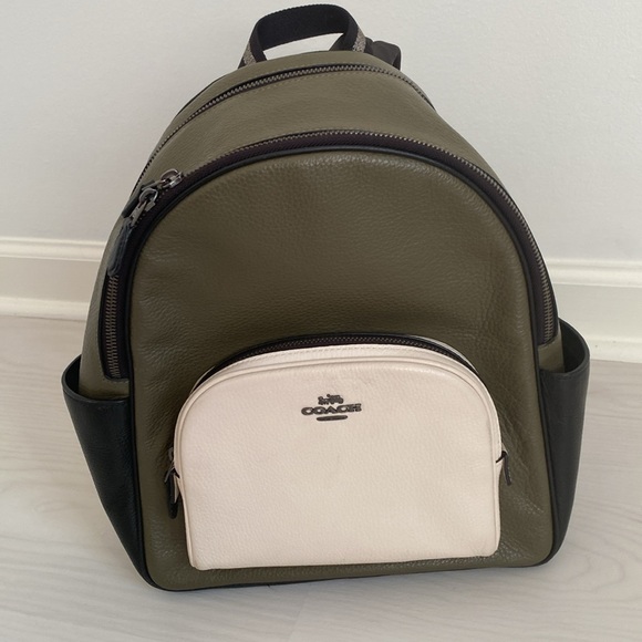COACH Colorblock Olive Green, Black, Cream Backpack - Picture 2 of 10